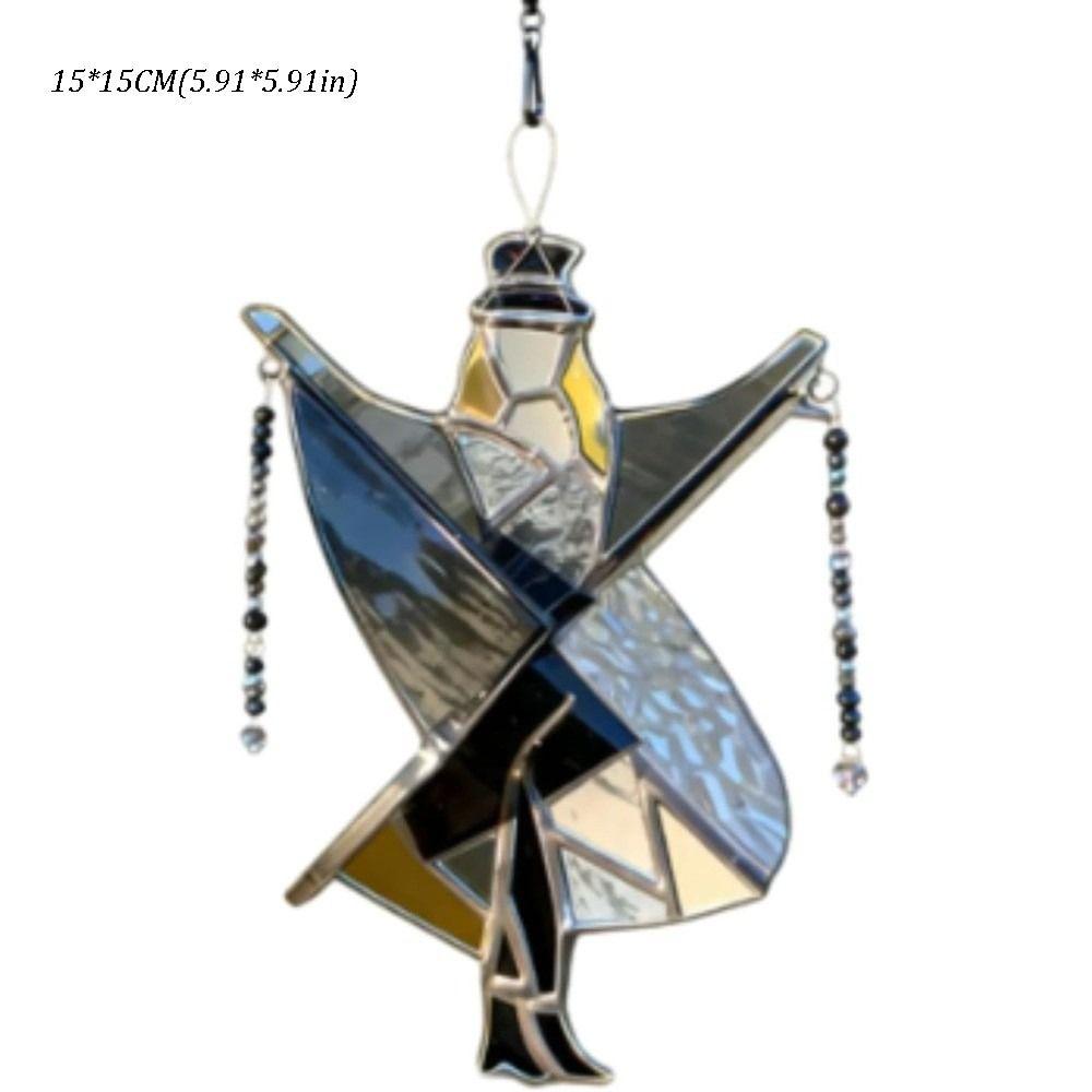 Handmade Stained Glass Spinner Dancing King Pattern Acrylic Memphis Melody Spinner Colorful Hanging Style Kinetic Hanging Decor