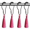 Pink Tassel Shower Curtain Hooks - Black Shower Curtain Rings Rust Proof Shower Hooks for Shower Curtain, Decorative Shower Curtain Hooks Ruffle