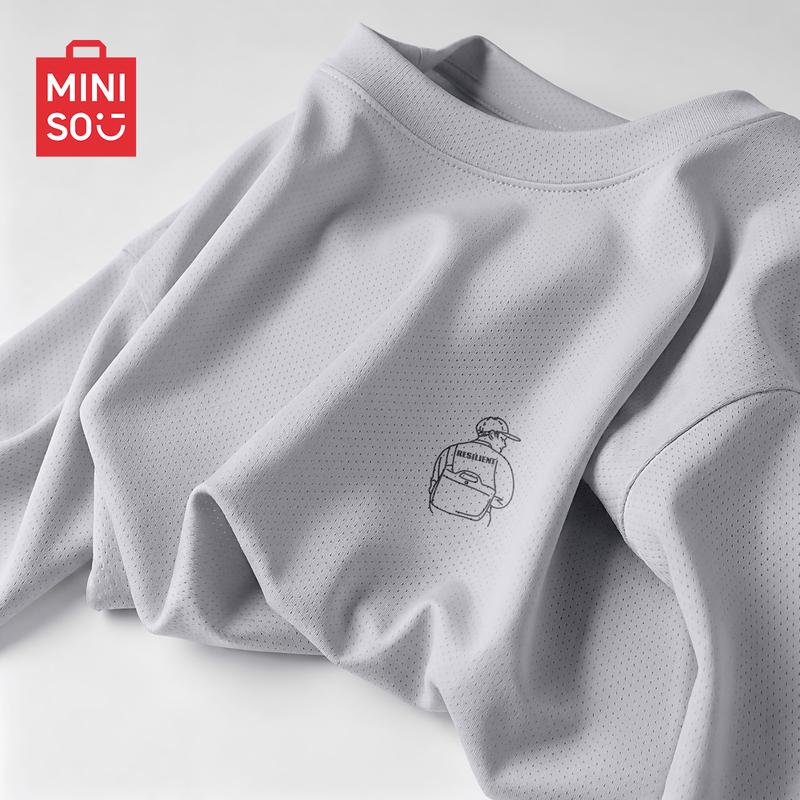 MINISO Men s Mesh Breathable Ice Silk Quick-Dry Sport T-Shirt XL