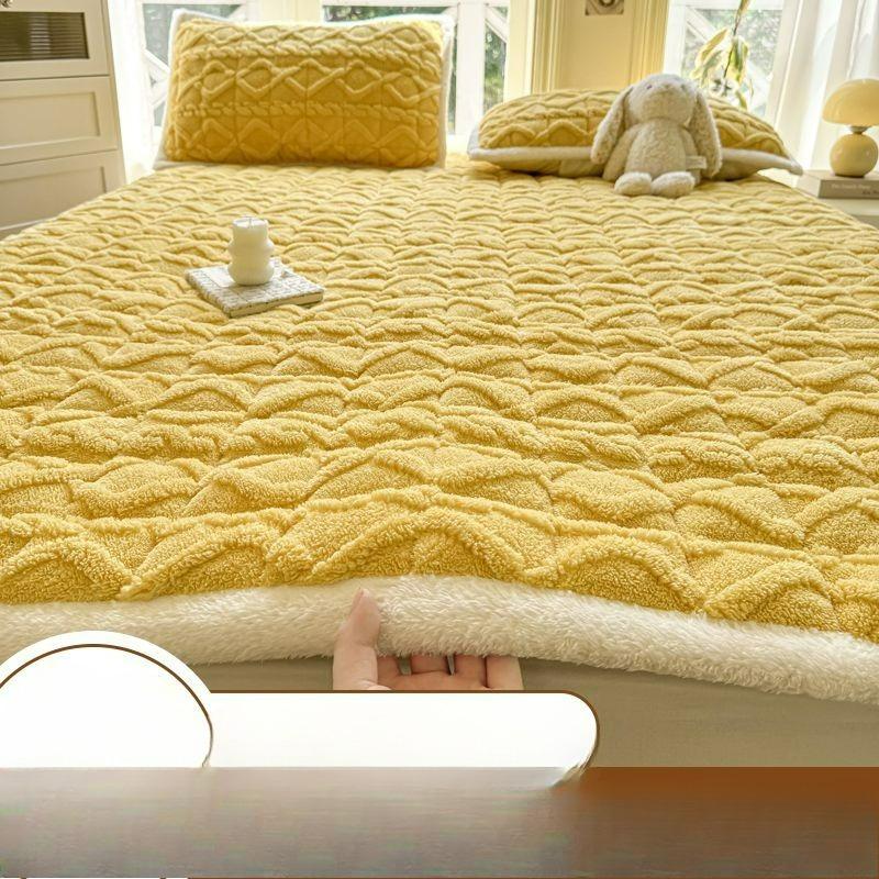 Thickened Taffeta Fleece Mattress, Milk Fleece Sheets, Winter Plus Fleece Dormitory Bedding, Single Mattress, Double