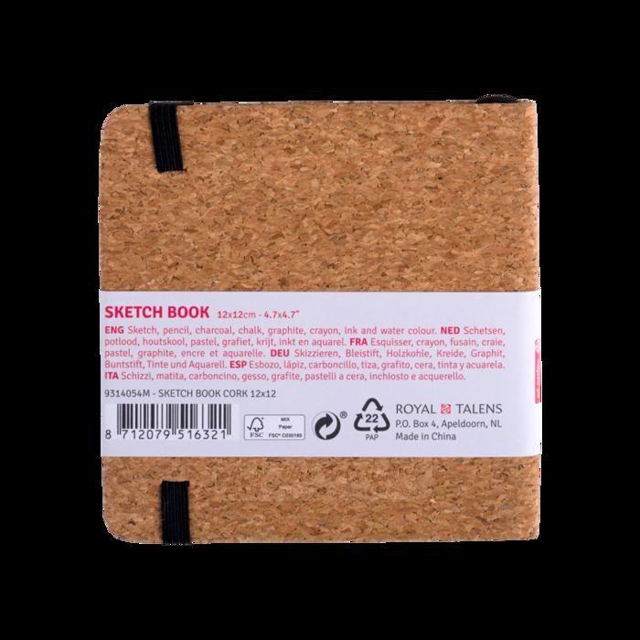 Carnet de croquis - ARTCREATION - 12x12cm - 80 pages - Couverture en liège - Écologique