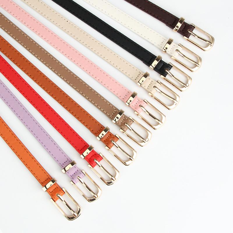 Women's Skinny PU Leather Belt with Alloy Pin Buckle - Versatile Fashion Waistband for Dresses, Korean Style 5pcs