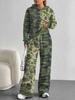 Outdoor Camouflage Style European and American Autumn/winter Casual Long-sleeve Set, Women's Hooded Sweatshirt and Long Pants Two-piece Set