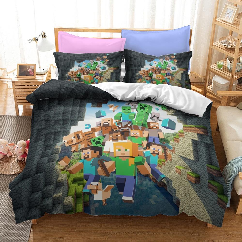 Roupa de Cama Minecraft Série Kit Três Peças Têxtil Lar Tecido Abrasivo Impressão Digital