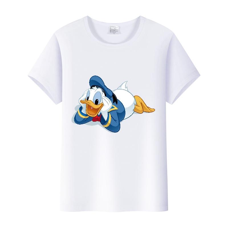 Kawaii Donald Duck Plus Size Tee Ladies Graphic Clothes Summer Women Short Sleeve T-shirt Disney Cartoon Men Tshirt Female Tops