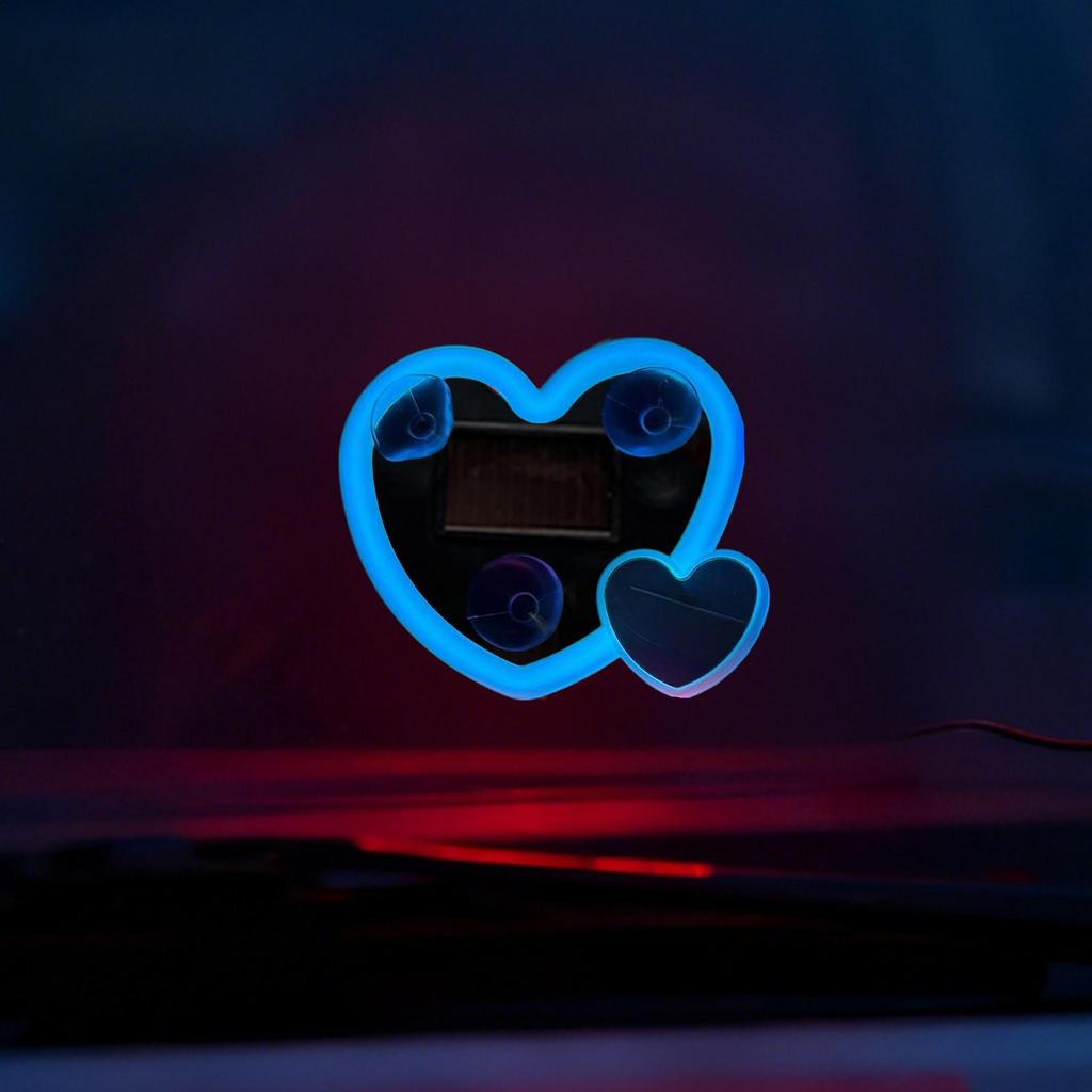 Car LED Lights Interior Solar Heart Shaped Decorative Window Lamp Neon Ambient Light For Triangle Window Decor Automotive