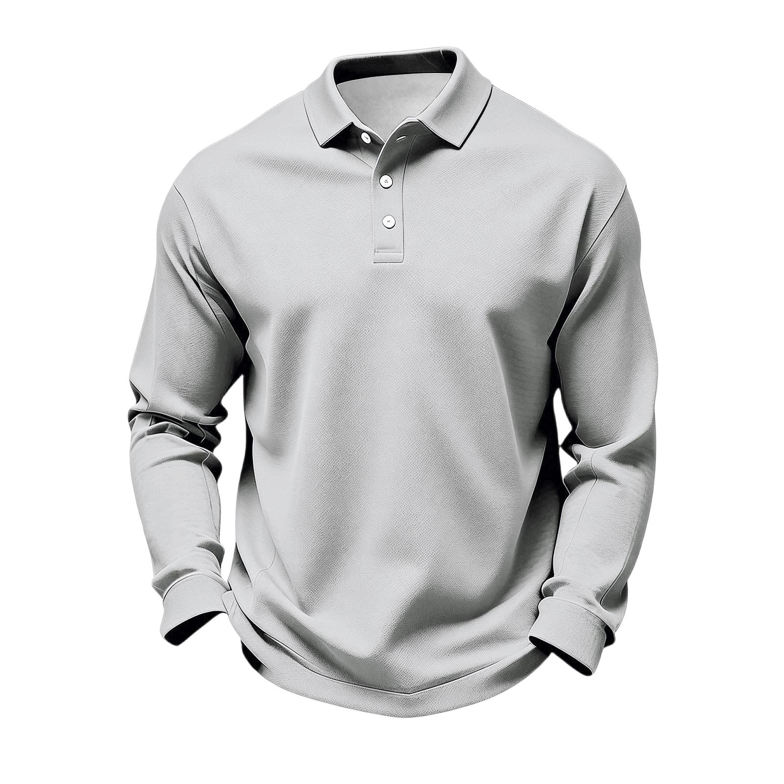 Men s Long Sleeve Golf Polo Shirt Casual Breathable Quick Dry Mesh Fabric Lightweight Comfortable Fit Sportswear L