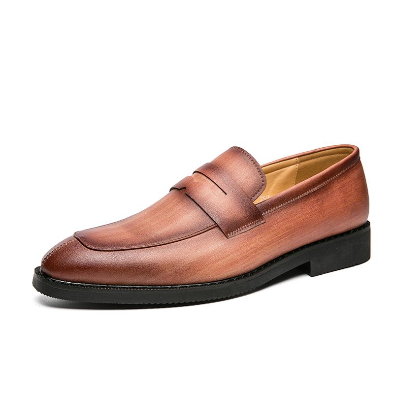 

Новейшие мужские туфли Slip on Fashion Leather Men Loafers Brown Blue Pink Classice Shoes Retro Business Shoes Zapatos De Hombre 6 коричневый