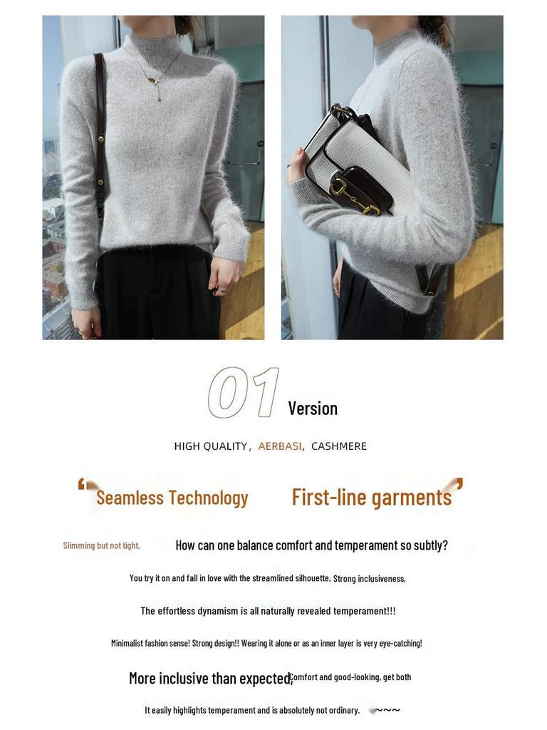 Cozy Mink Velvet Knitted Turtleneck Sweater - Soft, Warm, Loose-Fit for Autumn/Winter