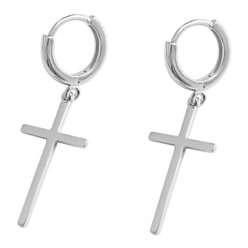 Hip Hop Punk Cross Stud Earrings Personality Trendy Jewelry For Men And Women