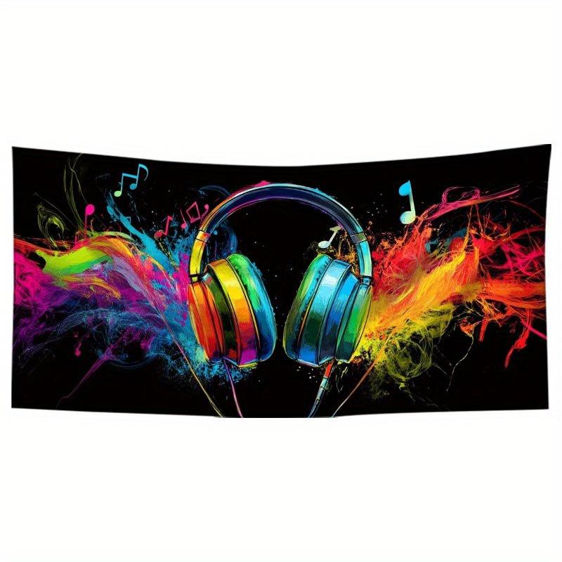 

Vibrant Music-Themed Extra Large Microfiber Beach Towel Quick Dry Sand Free Lightweight Super Absorbent for Swimming W30*H60(CM)