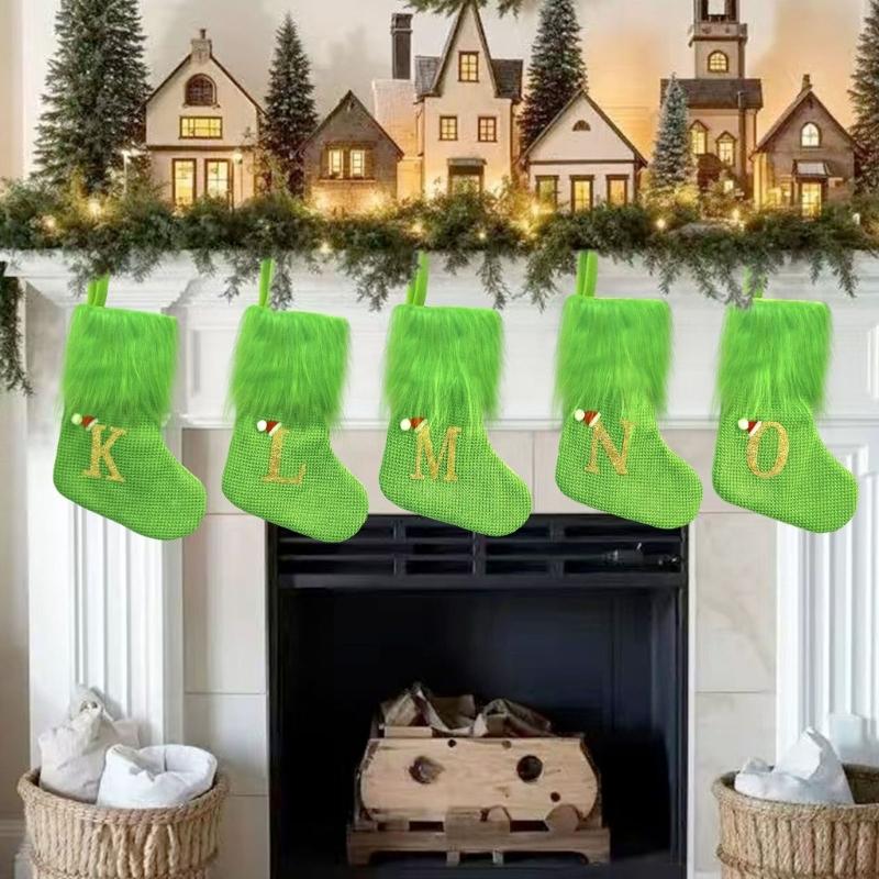 Holiday Sock Durablility Hanging For Candy Gifts Holder Festival Decoration Classical Christmas Letter Knitted Stocking
