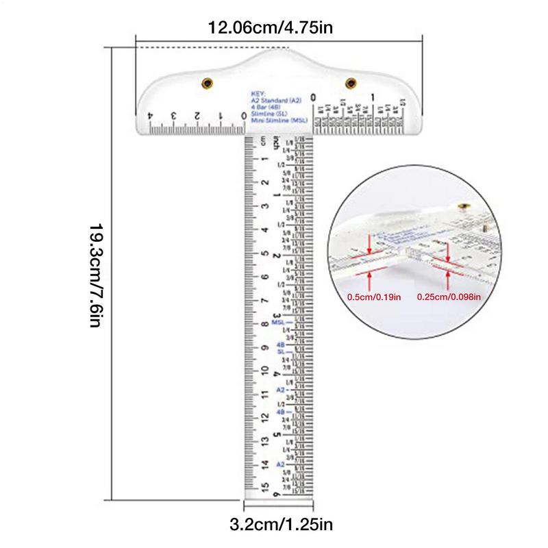 T Square Ruler Clear Acrylic T Shape Ruler Clear Transparent In Both Inches and Metric Measurements Straight Ruler Tool