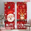 2pcs,2D Plane Printing Curtains&Window Treatment Cute Christmas Reindeer Santa (2) Polyester Easy Install (without Rod) Room