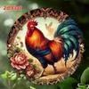Metal Rooster Wall Art, Vintage 2D Decor for Garden, Garage, Home, Halloween Gift