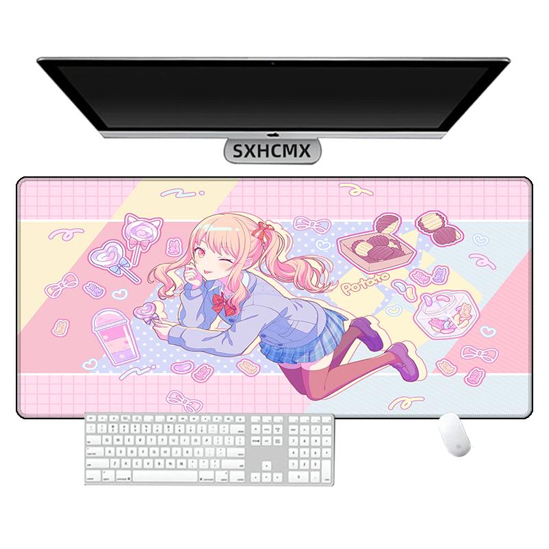 Anime Project Sekai Mouse Pad Office Kawaii PJSK Desk Pad Computer Gaming Accessories Stitch Edge Natural Rubber Keyboard Mat