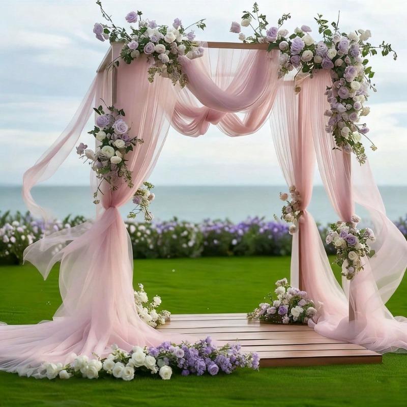 Arco per Matrimoni all'Aperto, Feste in Giardino con Tende di Garza, Sfondo Decorativo Festivo per Soffitto