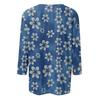 Women's 3/4 Sleeve Square Neck Floral Shirt Casual Loose Tunic Top