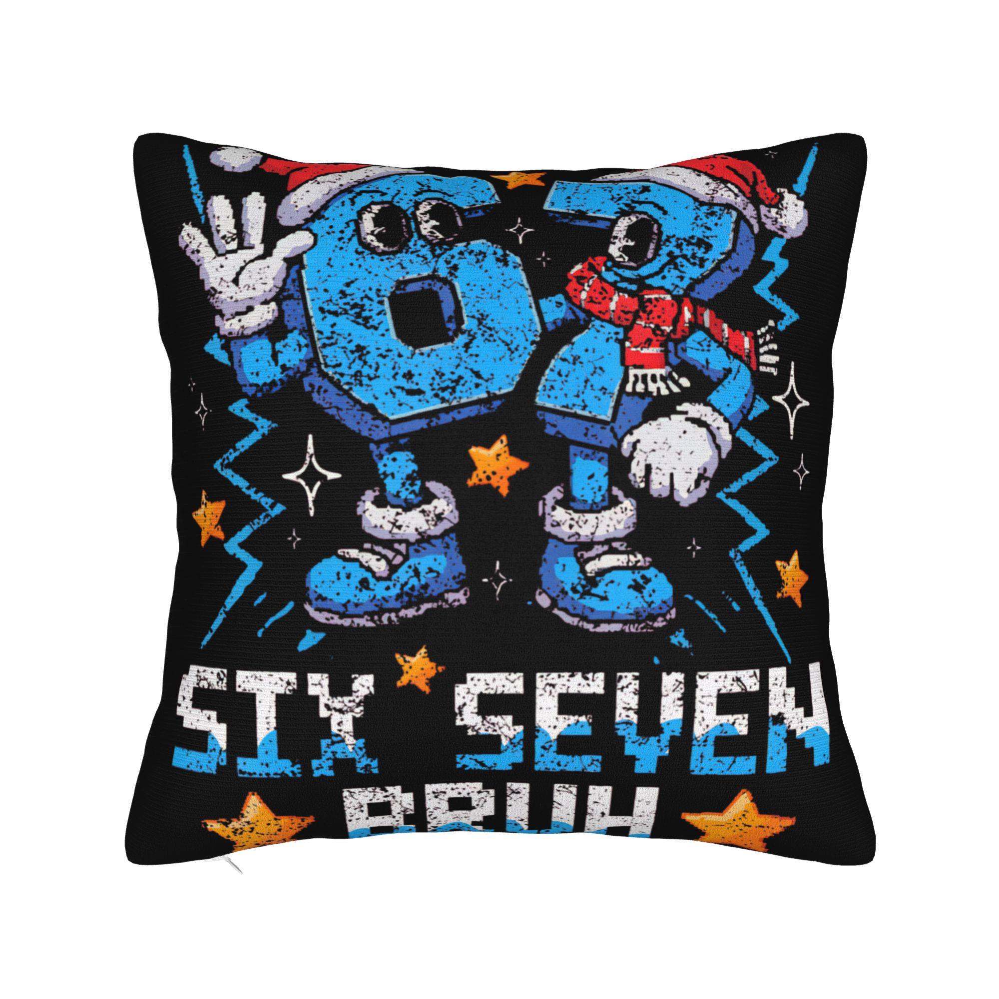 

Brainrot Italian Meme Funny Six Seven - Pillow Case Square Pillow Cover Retro Trendy Pillowcases For Chair Sofa Home Decor 50*50cm