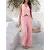 Casual Vacation Solid Color Vest Wide-leg Trousers Set