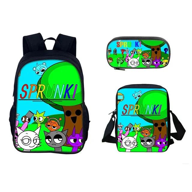 Rhythm Box Sprunki Student School Bag Backpack Backpack Three-Piece Set