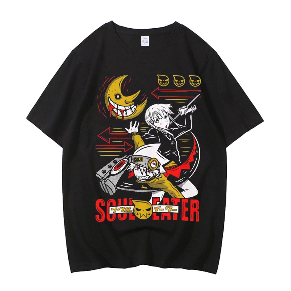 Soul Eater Cotton Men Psychedelic Trendy Comfortable Aesthetic Korean Clothes Shirt 2000s 2000s Graphic Anime Comfortable Retro24