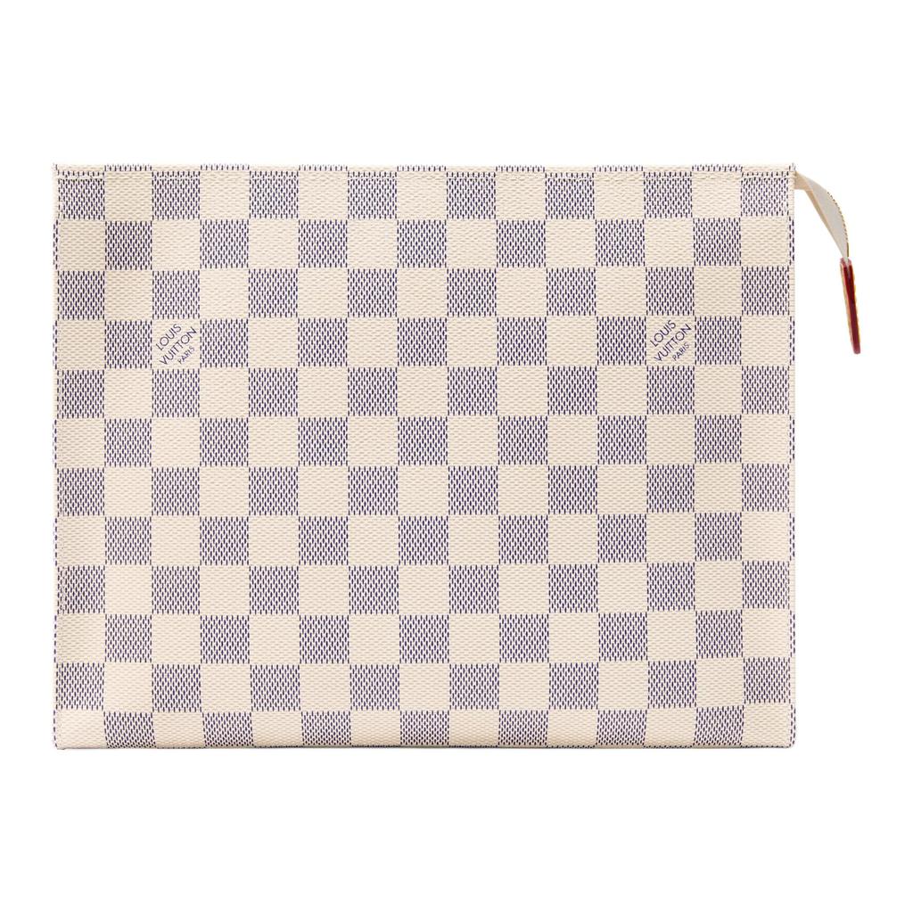 Louis Vuitton Poche Toilette Damier Azur Beschichtetes Canvas Kulturtasche Damen Kulturtasche Beige N40929