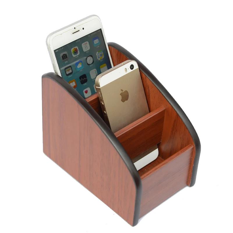 Wooden Key Storage Box - Bedside Remote Control & Phone Stand, Creative Living Room & Hotel Desktop Organizer