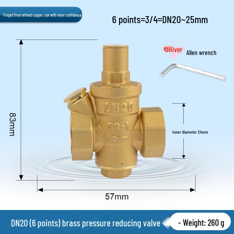 Adjustable Brass Water Pressure Reducing Valve for Heaters & Purifiers