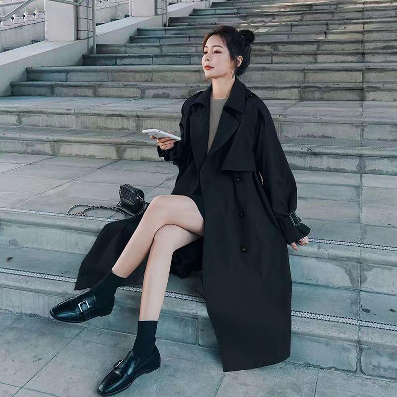 2025 Autumn/Winter Korean Style Mid-Length Petite Trench Coat for Women