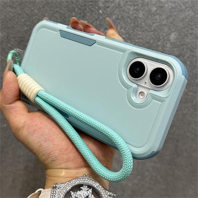 Luxury Solid Color Lanyard Soft Phone Case For iPhone 16 15 14 13 12 11 XS Pro Max Plus XR Camera Protection Shockproof Cover