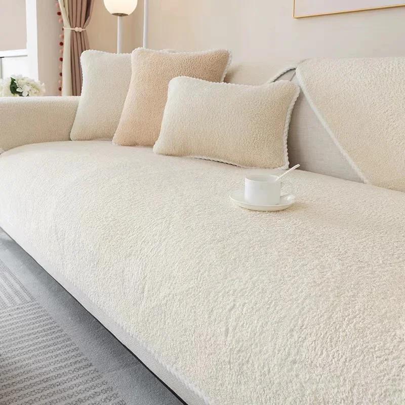 Varmt fløyelssofahåndkle for vinteren Mykt plysj sofatrekk for stue Seksjonsform L-form Sklisikkert sofatrekk