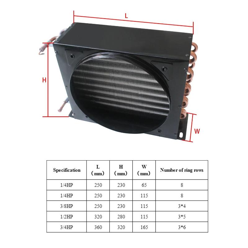 Fin Tube Radiators Fin Heat Exchangers Air Conditioner Condenser Aluminum Fin Condenser Coil for Refrigerator Freezer Copper