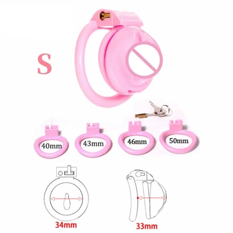 Nová růžová klec cudnosti pro muže Sissy Bondage Zařízení pro cudnost Penis Cage Abstinence Lock Ring Penis BDSM Gay SexToys pro dospělé
