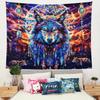 VIKAMA Traum Himmel Wolfskopf Traumfänger Wandteppich Kunst Dekoration für Wohnzimmer Sofa Akzentwand Zimmer Ferienwohnung Dekor