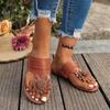 Fashion 2025 Hot Sale Summer New Open Toe Women's Slippers Plus Size Appliques Flat with Round Toe Outdoor Casual Daily Thong Sandals
