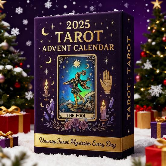 Calendar de Advent Tarot 2025 24 de Zile Calendar Acrilic de Numărătoare Inversă cu Cărți Surpriză Ornament pentru Pom de Crăciun pentru Decor de Sărbători