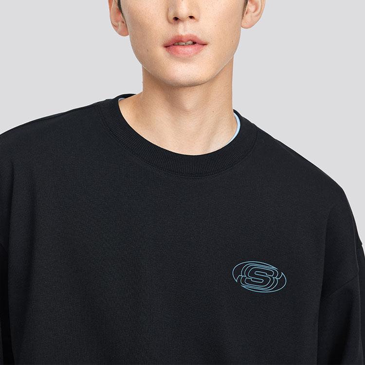 Skechers Sports Lifestyle Series Retro Loose Fit Crewneck Sweatshirt Unisex sweatshirt Carbon-Black L324U096-0018
