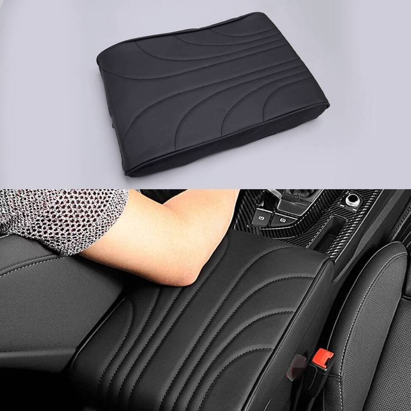 Universal Car Center Console Armrest Box Pad Cushion Cover Mat Arm Rest Protection Black PU Leather
