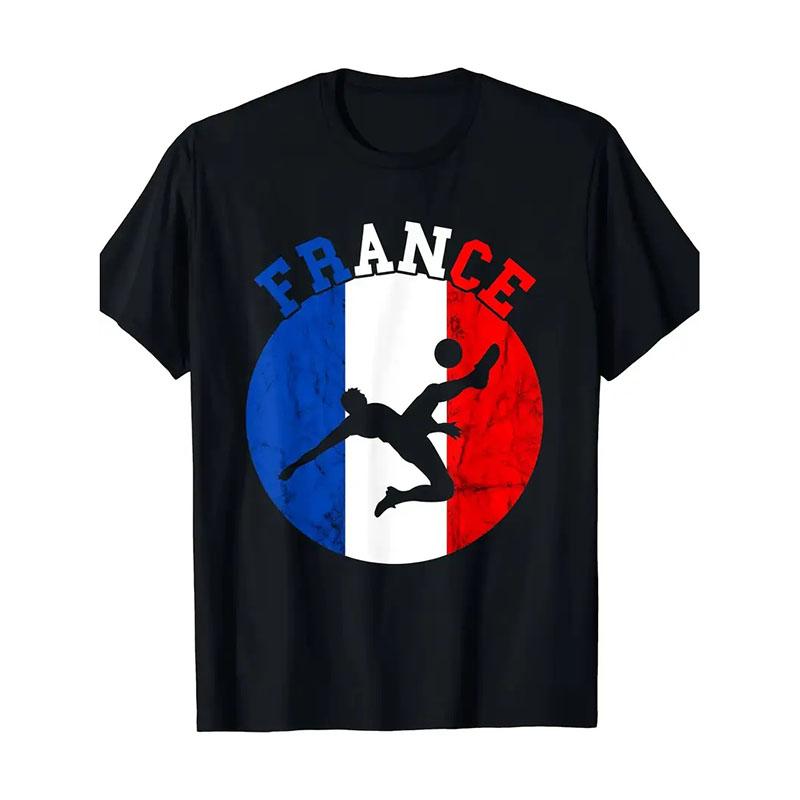 France Retro Flag Print Tshirt Street Casual Harajuku Mens Clothing Oversized T Shirts Football Cock Harajuku Pattern Tee Top