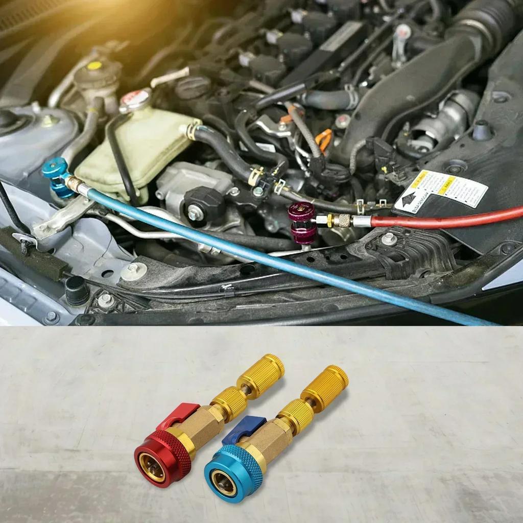 Vehicle HVAC Tool for R134A Valve Core Quick Removal and Installation with High and Low Pressure Valve Couplers