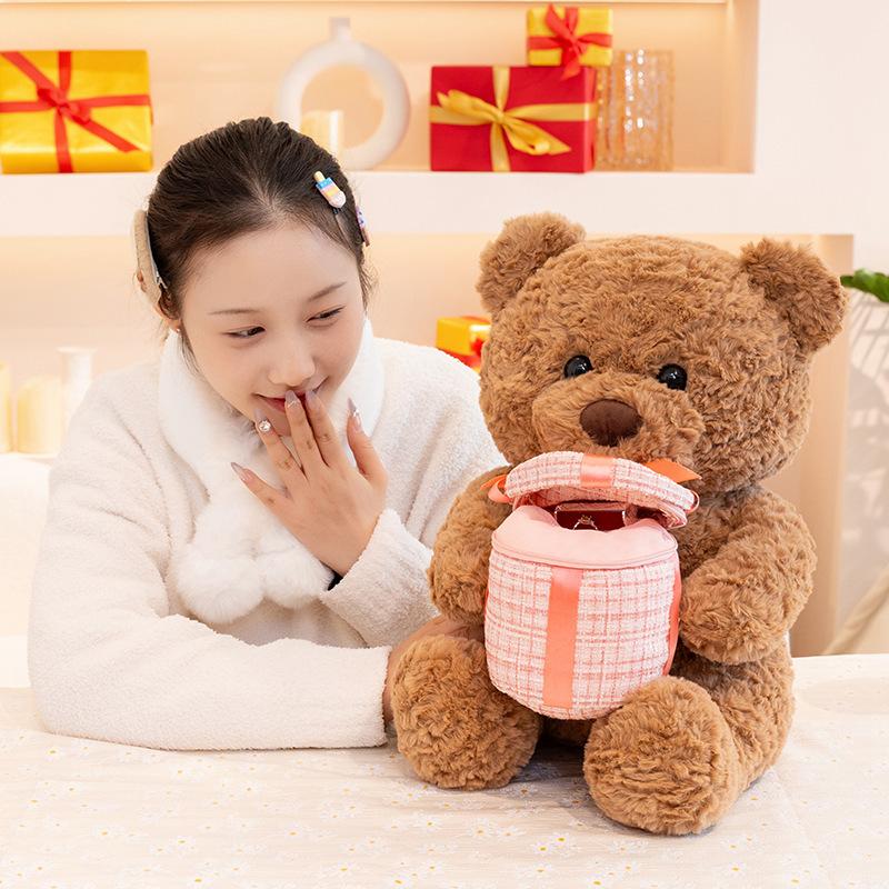 Valentine'S Day Gift For Girlfriend To Hold Rose Bear Plush Toy Put Ring Surprise Gift Box Doll Bear