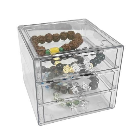 

Багатоярусний органайзер для прикрас Прозора скринька для зберігання з шухлядами Пилкозахисний дисплей-бокс для прикрас для браслетів, браслетів-ланцюжків, намист, дрібних колекційних предметів Triple Layer