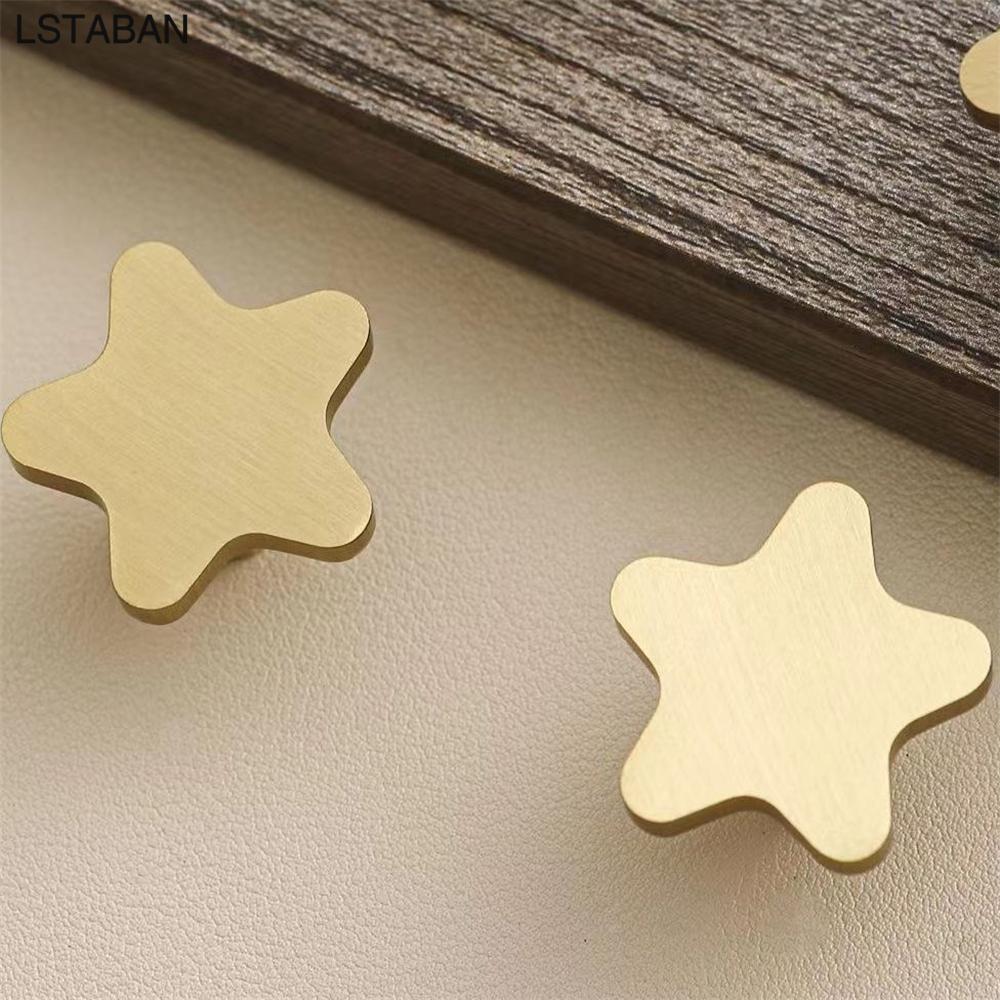 Pure Copper Star Shape Cabinet Knobs Children's Room Five Pointed Star Brass Handles Wardrobe Kitchen Pulls Handle Cupboard Hook