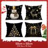 Black Gold Christmas Theme Pillowcase Bedroom Cushion Cover 100% Polyester Living Room Cushion Pillowcase Home Decor