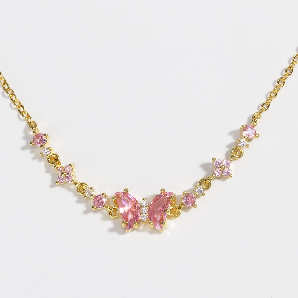 Braccialetto con Fiocco Rosa per Donna, Braccialetti con Catena Placcati Oro Impermeabili, Ciondolo Cravatta a Farfalla in Argento Gioielli Unici
