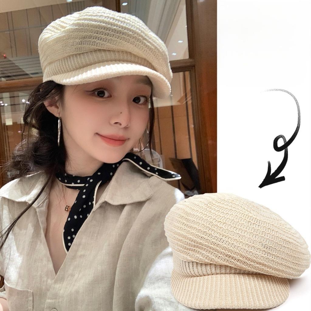 Black Beret New Style Women's Large Head Circumference Versatile Trendy Face Small Newsboy Hat Painter Hat