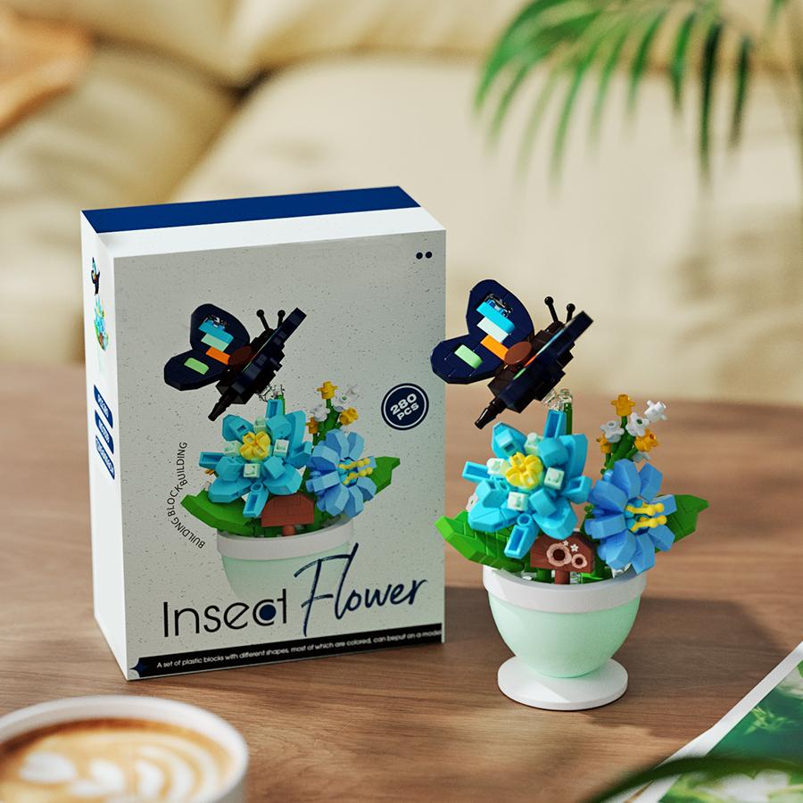 Potted Plant Assembly Blocks, Bees, Sunflowers, Animals, Insects, Plant Assembly Models, Children's Toys, Birthday Gifts