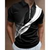 Men'S Polo Shirt Men'S Casual Short Sleeve Lapel T-Shirt 3D Printed Short Sleeve Zipper Polo