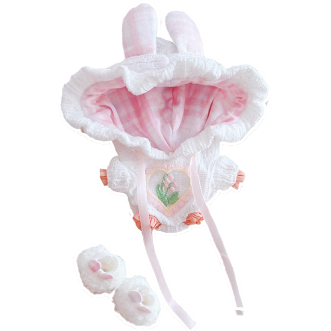 

Plush Toy Bunny Ear Kigurumi and Bunny Ear Shoes Set for 10-15cm Plush Toys, Pink [Used]